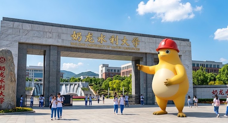 校门前的“奶龙”雕塑（资料图）